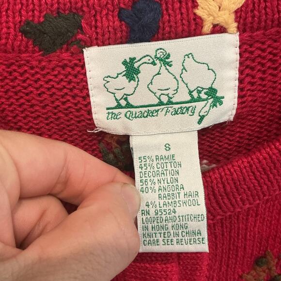 Vtg Quacker Factory Embroidered Cardigan Sweater I Believe in Angel Christmas - Picture 2 of 9